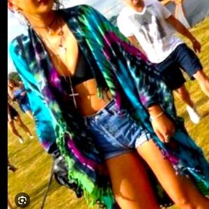 RAT AND BOA TYE DYED PURPLE  MULTI COLOR KIMONO ONE SIZE !! VINTAGE RAT & BOA🔥💜🔥